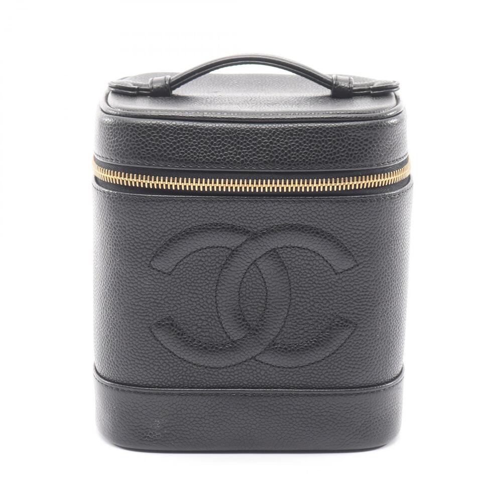 Chanel Coco Mark Handbag Caviar Leather Grained Calfskin Black